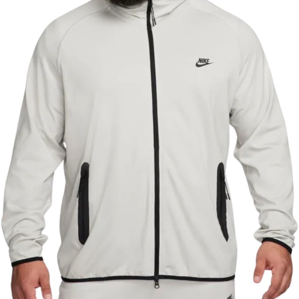 NWOT Nike Tech Men's Lightweight Knit Full-zip Hoodie Mens Grey/Black